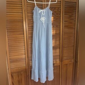 Light Blue Maxi Dress with White Accents